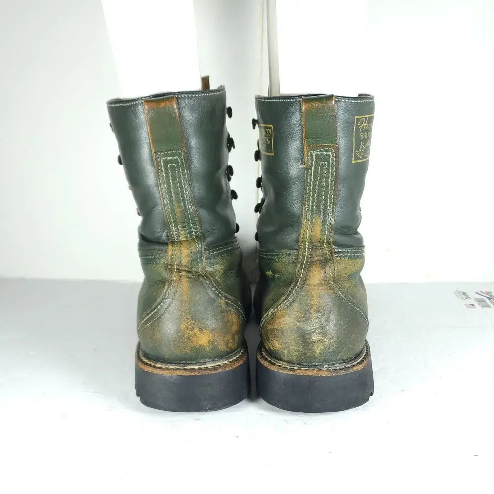 Herman Survivors Men's Vtg 60's US9/ 4N Green Leather Insulated Logger Boots